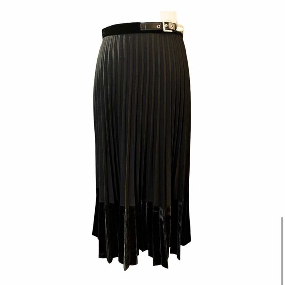 Sandro Velna Velvet-Detail Pleated Skirt XS 0/XS - Picture 8 of 16
